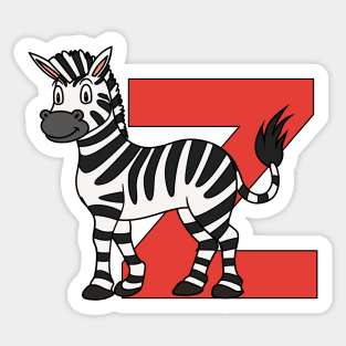 Letter Z with Zebra Sticker